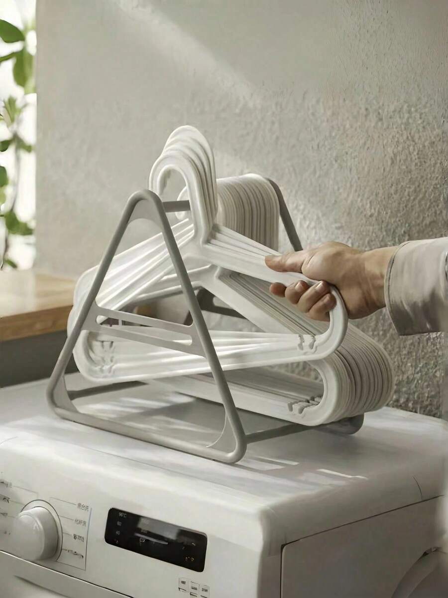 Plastic Vertical Hanger Organizer Rack, Space‑Saving Hanger Storage Holder, Desktop Stand For Closet, Balcony & Laundry Room - View 1