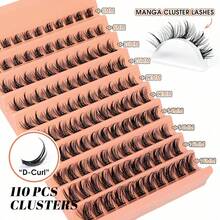 8-16MM, D Curl Anime Thick European Segmented Self-Grafting Thick Single Cluster False Eyelashes - Black - View 2