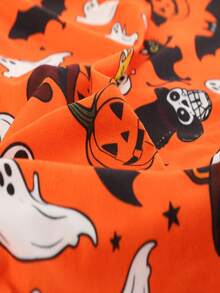 1pc Men's Boxer Briefs, Soft And Skin-Friendly, Bright Orange Halloween Theme, Ghost, Black Cat, Pumpkin And Skull Pattern, Playful And Quirky Style - Multicolor - View 6