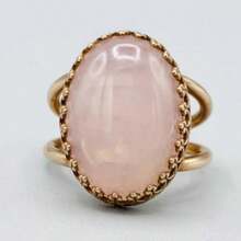 Elegant Smooth Oval Pink Ring, Synthetic Resin Gold Women's Ring - Gold - View 1