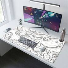 White Base Wavy Line Pattern XXL Extra Long Gaming Mouse Pad, Non-Slip Durable Rubber Base, Smooth Surface, Suitable For PC/Laptop/Office/Home Gaming, Abstract Art Desk Mat, Study Office Supplies, Back To School Desktop Accessories Set - A - View 6