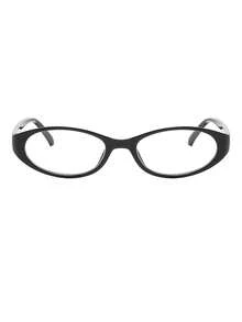 1 Pair Women's Black Minimalist Solid Color Retro Cat Eye Small Frame Daily Commute Outfit Non-Prescription Glasses - Black - View 2