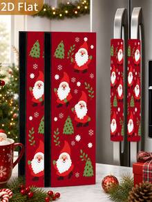 1/2Pcs Christmas Refrigerator Handle Covers, Santa Claus & Christmas Tree Pattern, With Hook And Loop, Suitable For Refrigerator, Oven, Microwave, Dishwasher, Christmas Holiday Kitchen Decor - View 3