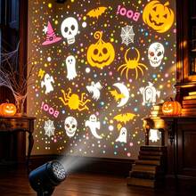 RGB Halloween Projection Light, Multi-Color Pattern Atmosphere Lamp, USB Plug And Play, Adjustable Angle, Freely Positionable, Suitable For Bedroom Bedside, Living Room, Cafe, Holiday Party Decoration, Gift, Christmas Pattern Projection Light - Projector - View 7
