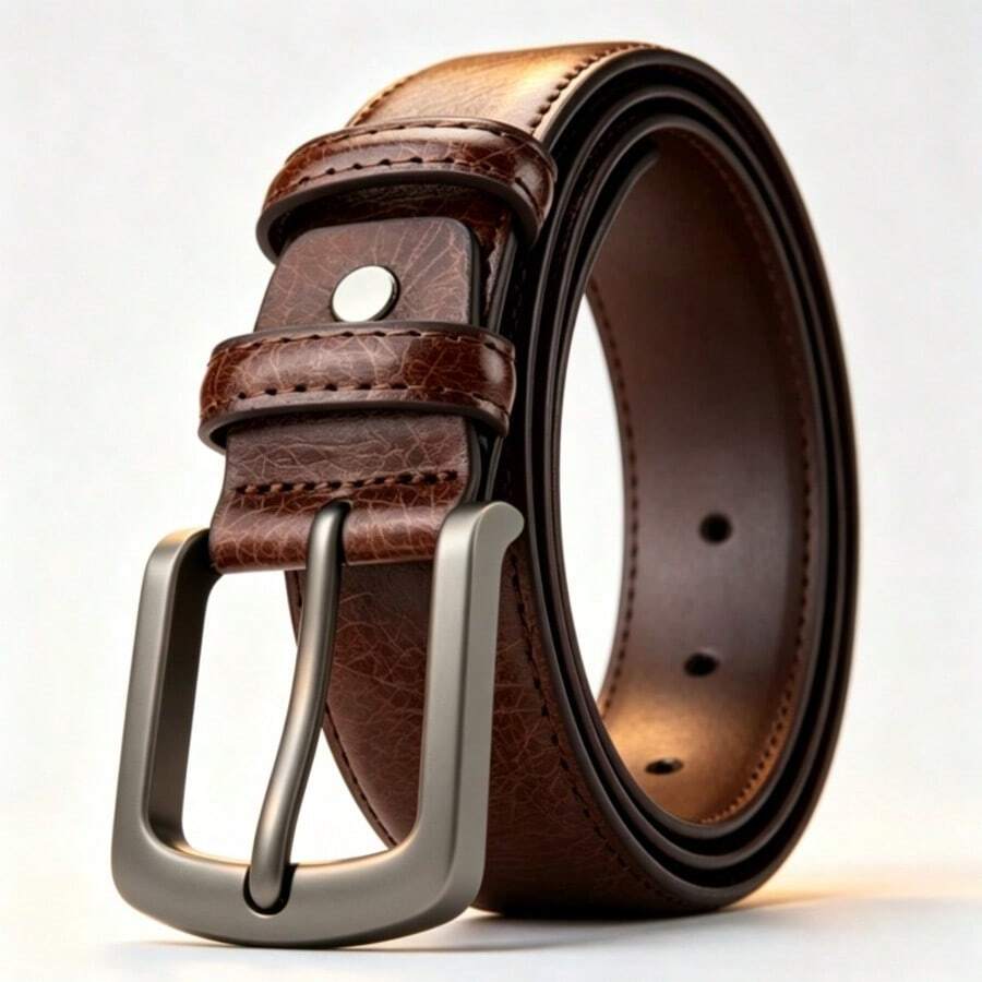 Men's Alloy Buckle Belt - Fashionable, Sporty And Durable Accessory, Suitable For Business And Casual Occasions, Fits Jeans, Casual Pants And Other Daily Pant Styles - Brown - View 1