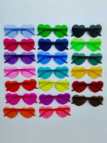 20pcs/12pcs Heart-Shaped Rainbow Candy Color Frameless Glasses Set, New Year, St. Patrick's Day, Summer Beach Wedding Party Gifts, Halloween, Christmas (More Colors Random) - Style A - View 10