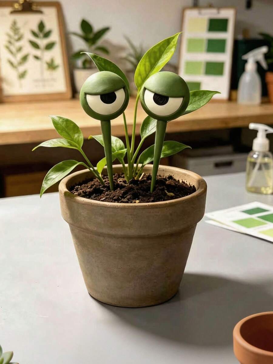 3D列印大眼睛植物插樁,趣味眼睛花盆裝飾插件,迷你花園雕塑飾品,搞怪盆栽配件,桌面居家辦公室裝飾,送給植物愛好者的禮物 - 多色 - 查看 1