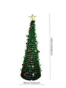1‑Piece Christmas Tree With A Tree‑Topper Star And Decorative Baubles. Its Foldable Design Allows For Easy Storage. Simple To Assemble, It Is Ideal For Home Holiday Decor To Create A Strong Festive Christmas Atmosphere. - Multiple Specifications - View 11