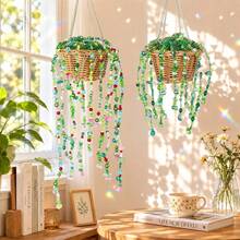 18-Grid DIY Beaded Jewelry Making Kit, Mixed Acrylic Flower Leaf Glass Seed Beads And Tube Beads Set, Includes Storage Box, Moss And String, Handmade Floral Home Decor Craft Materials - A - View 5