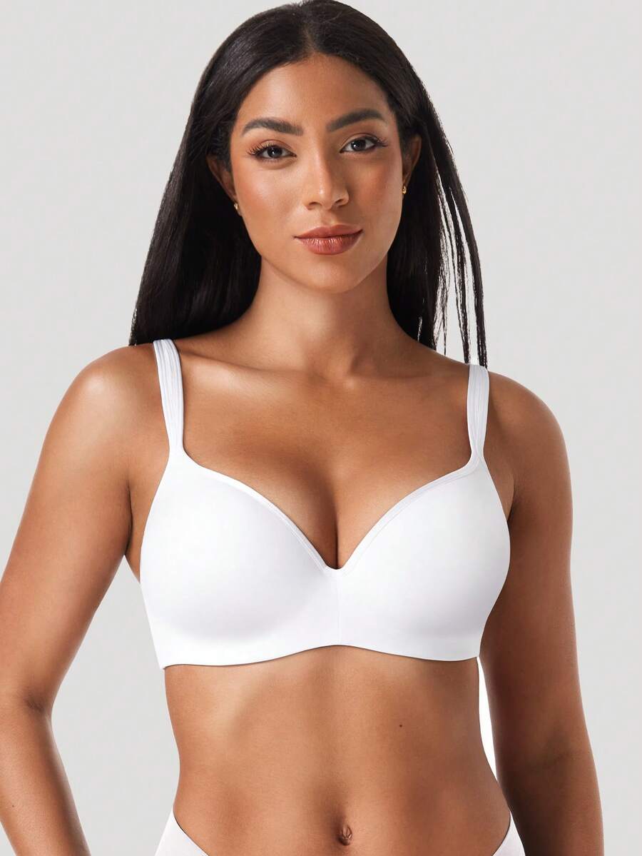 Wingslove Seamless Underwire Bra - Soft Thin Padding, Designed For Busty Women, Breathable Side Wings, Pressure Relief, Shaping And Slimming - White - View 1