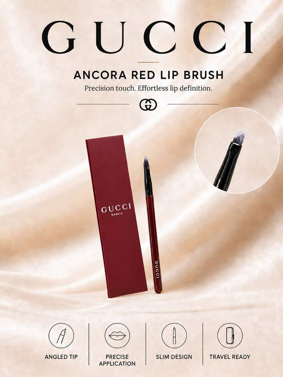 فرشاة أحمر شفاه Gucci Ancora، 12.5*1 سم، قطعة واحدة، شعيرات ناعمة مائلة، سهلة الحمل والإمساك، للاستخدام اليومي، لتطبيق دقيق وتحديد مكياج الشفاه