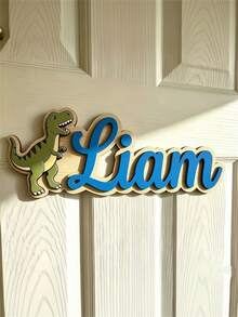 1PC Customized Dinosaur Name Sign, Personalized Baby Name Photo Prop Decor, Children's Room Decoration, Nursery Decor, Custom Name Sign, Customized Baby Shower Party Decoration, Perfect Gift For Baby Boy And Girl, Room Decor, Boy's Room Decor, Girl's Room Decor - Multicolor - View 1