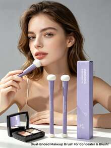 GUOXIAONIU 1Pc Bunny Dual‑Ended Mushroom Sponge Concealer Brush, Round Tip Blush Makeup Brush For Tear Troughs, Dark Circles & Acne Marks, Detail Cosmetic Tool - Violet Purple - View 11
