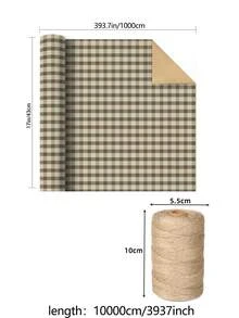 Roll Green & Kraft Buffalo Plaid Wrapping Paper Roll, Pair With Hemp Rope, Rustic Checkered Gift Wrap, -Style Brown Paper With Dark Green Squares, Farmhouse Holiday & Everyday Gift Wrapping For Christmas, Birthdays, Diy Crafts And Packaging - One Size Fits All - View 12