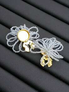 2 PCS Floral Beaded Button Covers For Shirts, Decorative Clip-On Button Cuffs & Dress Accessories For Women – Elegant Removable Metal Button Clips - A - View 3