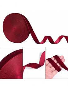 6-38mm 1 Roll Deep Red Single-Sided Velvet Ribbon, Christmas Ribbon, Jewelry Display Packaging, Floral Gift Packaging Bows, DIY Party Decoration, Valentine's Day - Ribbon - View 5