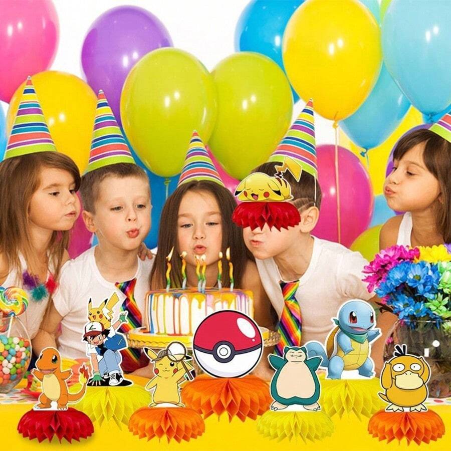 1pc/8pcs Cartoon Anime Honeycomb Desktop Decoration, Decorated With Classic Cartoon Anime Character Patterns (Balloons Not Included). Exquisite Table Centerpiece Is An Ideal Choice For Fan Gatherings, Theme Parties, Suitable For Photography Props And Fan Collectibles. An Elegant Gift For Fans And Anime Lovers - View 1
