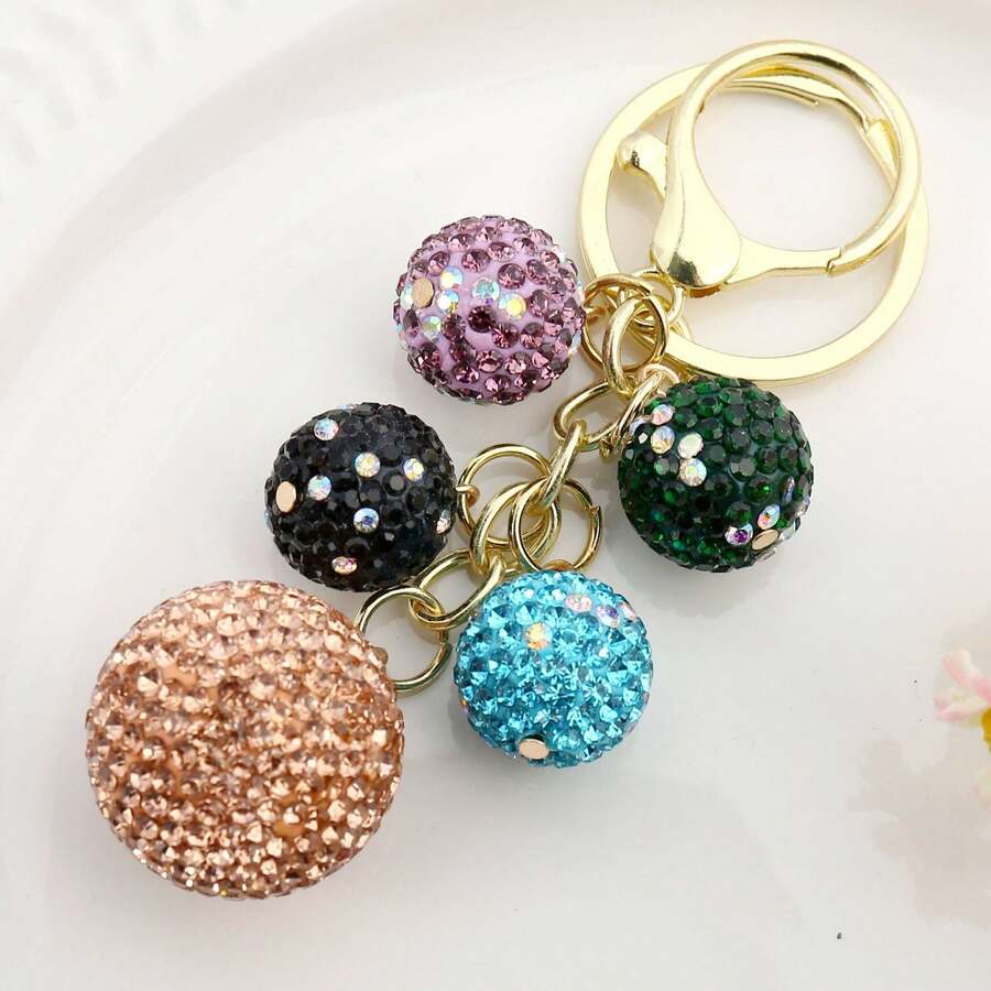 Hot Selling Small Ball Beaded Keychain, Christmas Car Key Chain Pendant, Gift Accessory, Couple Bag Charm - One Size - View 1