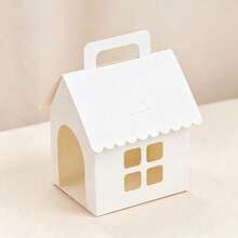 10/1pc Pet Adoption Certificate Dog Party Gift Box, Dog House Shaped Snack Box With Holes, Puppy Adoption Theme DIY Handmade Party Supplies Box - White Grid Pattern - View 5