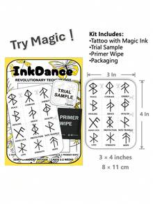 1 Set "Nordic Spirit" New Technology Temporary Tattoo Stickers, Semi-Permanent Fake Tattoos, Waterproof Long-Lasting, Realistic Design, Plant-Based Formula, Ink Dance Body Art Gift For Festivals X252 - Black - View 3