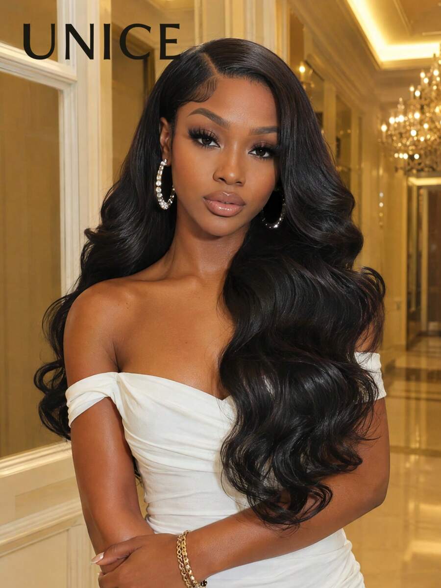 Wig Rambut Keriting Bervolume dengan Poni Samping InvisiBlend™ Belahan Samping V Pas Sesuai Ukuran untuk Sehari-hari Gelombang Blowout yang Mengembang dan Lentur Volume Instan Pemakaian Tanpa Lem yang Mudah Dipakai Ramah untuk Pemula Tali Serut 100% Rambut Manusia Wig Unice yang Mudah Diwarnai - SNatural - View 1