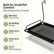 Cat Window Perch, Hanging Cat Hammock For Sunbathing, Metal Frame Cat Sun Bed For Window Balcony Railing, No‑Drill Pet Resting Platform For Indoor Cats - one-size - View 5