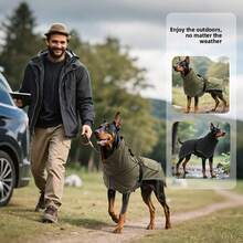 1pc Dog Raincoat - Waterproof Dog Jacket, Windproof Coat, Dog Raincoat, Adjustable, With Reflective Strips, Green And Black Color Matching - Black - View 1