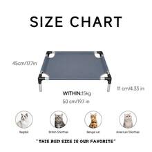 Single Layer/Double Layer Optional Cat Bed, Detachable Pet Bed, Stainless Steel Material Small Pet Cot - Light Grey - View 3