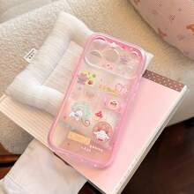 GUCADI Rose Pink, Sweet And Cute Cartoon Lamb Pattern Phone Case, Suitable For Apple 18 Pro Max, 17, With Pink Border, 16 Model Is Soft Shell, 15 Model Is Matte Texture, Design Is Cute, Sweet, Girly, Creative, Geometric Pattern, Cartoon Style, Niche - Rose Pink - View 7