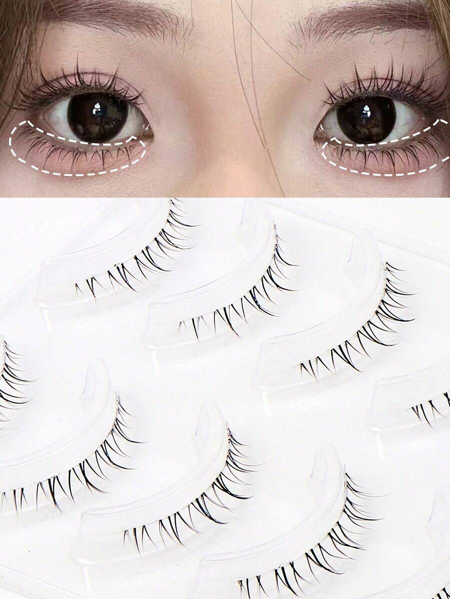 5 Pairs Of Natural Lower Lashes, Cartoon Fairy Soft False Lashes, Lightweight And Comfortable Transparent Extensions, Versatile And Natural Style Lashes - View 1