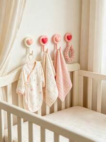 4/1pc Heart & Cherry Blossom Pattern No-Drill Hooks, Multi-Purpose Towel & Hair Accessory Hooks, Adhesive Wall Mounted Organizer For Bathroom, Shower, Kitchen, Bedroom, Dorm, RV, Christmas Gift, Fall Decor, Rustproof Waterproof Heavy Duty - Multicolor - View 2