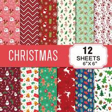 Merry Christmas Material Paper, 12 Sheets Snowman & Leaf Scrapbook Collage Background Paper, Christmas Craft Paper, Handmade DIY Gift Wrapping Paper - 1 Set - View 15