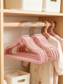 20/10/1pc Stackable Velvet Baby Hangers,Non‑Slip Connectable Kids Clothes Hangers, Space‑Saving Nursery Closet Storage Organizer - Multicolor - View 2