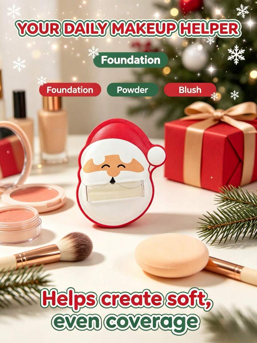 2/4/6/8/10 Pcs Christmas Santa Claus Shaped Marshmallow Makeup Puff, Soft Elastic Cosmetic Sponge Puff, Latex‑Free Beauty Sponge For Foundation, Powder & Blush, Holiday Gift For Makeup Lovers - Red - View 1