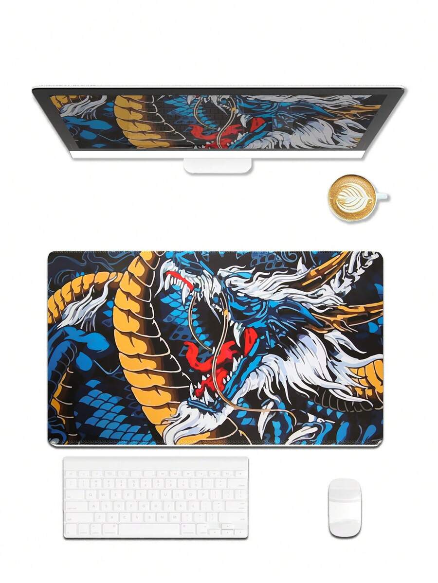 Chinese Dragon Pattern Large Desk Mouse Pad, Non‑Slip Rubber Base Keyboard Mat For Gaming Office - View 1