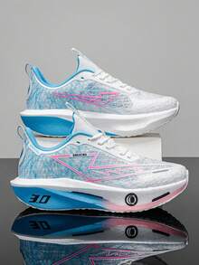 All-Season Women's Running Shoes, Built-In Carbon Plate Propulsion System, Easy Switch From Road Racing To Mountain Trail, Top Choice For Marathon Training & Trail Hiking - Blue and White - View 5