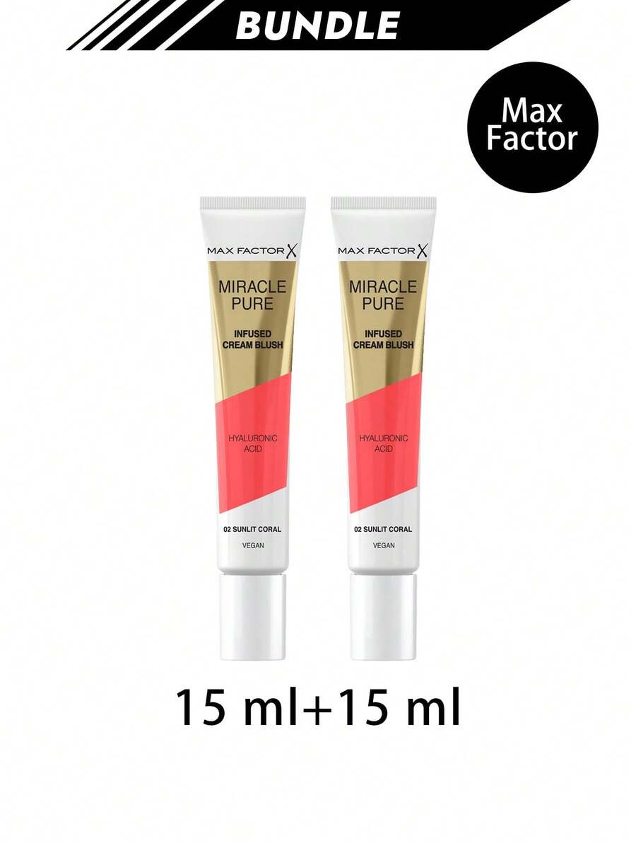 Max Factor [حزمة] كريم أحمر خدود ميراكل بيور 02 مرجاني مشمس 15 مل * 2 - 02 المرجان المشمس - مشاهدة 1