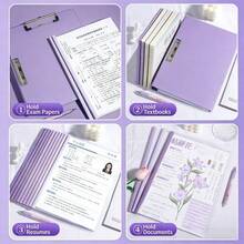 10pcs/5pcs/1pc Gradient Color Drip Pull Clip Folder, Thick Transparent Student Exam Folder, Office & School Supplies/Stationery Storage/Folder And File Bag - Gradient Color Folder - View 2