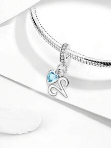 1pc Heart-Shaped Zodiac Bead Pendant, Suitable For DIY Jewelry Making And Daily Wear Decoration, Women's Gift (Aquarius) - Zodiac Pendant Beads - View 10