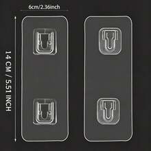 Transparent Self-Adhesive Wall Hooks, No-Drill Double-Sided Interlocking Hook Set, Strong Adhesive Removable, Suitable For Bathroom, Kitchen, Mirror, Storage Box And Home Organization - Clear - View 4