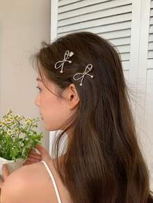 2pcs Women's Cute Sparkling Rhinestone Bow Hair Clips, Side Bangs Clips, Fashionable Ins-Style Alligator Clips, Suitable For Daily Wear And Party Styling, Hairpin, Accessories,Summer,Holiday,Travel,Festival,Birthday - Multicolor - View 11