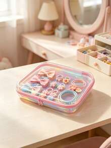 1Pc/3Pcs Pink Laser Transparent Portable Storage Pouch, Girls Kids Hairpin Hair Clip Hair Accessory Organizer Bag,Baby Stuff,Room Essentials - Multicolor - View 4