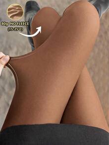 1pc Women's Matte Solid Color Tights, 80g No Fleece /200G Fleece Pantyhose, Spring Autumn Winter Daily Commute Wear, Soft High‑Stretch Leg Tights - Multicolor - View 1