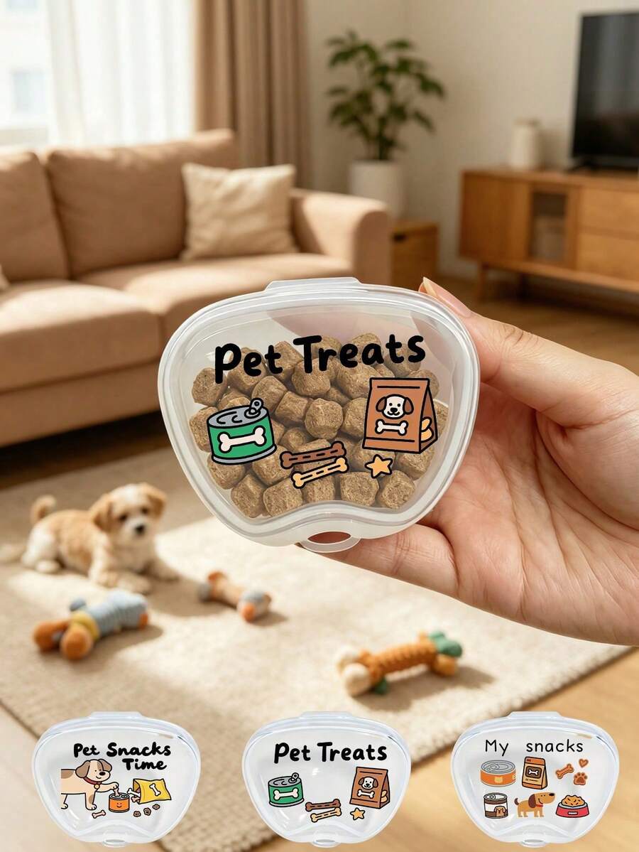 Portable Pet Treat Storage Box Transparent Snack Container Dog Cat Food Feeding Dispenser Travel Pet Supplies - Multicolor - View 1