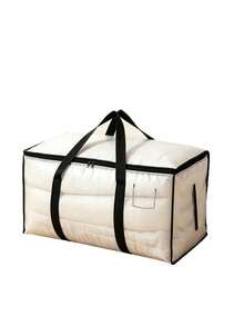 1pc Large Capacity Storage Bag, Transparent Zipper Storage Bag, Portable Waterproof & Moisture-Proof Fabric Storage Box, Bedding Storage Bag - Foldable Organic Storage Bag For Clothes, Bedding, Quilts, Toys, Pillows - Black - View 5