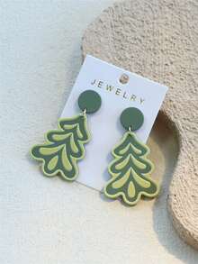 1 Pair Women's Christmas Green Tree Trunk Embossed Print Christmas Tree Cute Elegant Elegant Holiday Party Acrylic Earrings - Multicolor - View 2