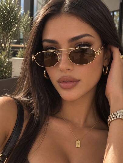 FIYLROG 1 Pair 2026 Autumn Y2K Millennium 2000s Vintage Double Bridge Oval Glasses, Women's Retro Street Style Versatile Frames, Holiday Accessory, Suitable For Concerts, Outings, Streetwear, Vacations, Music Festivals, Parties And Daily Wear