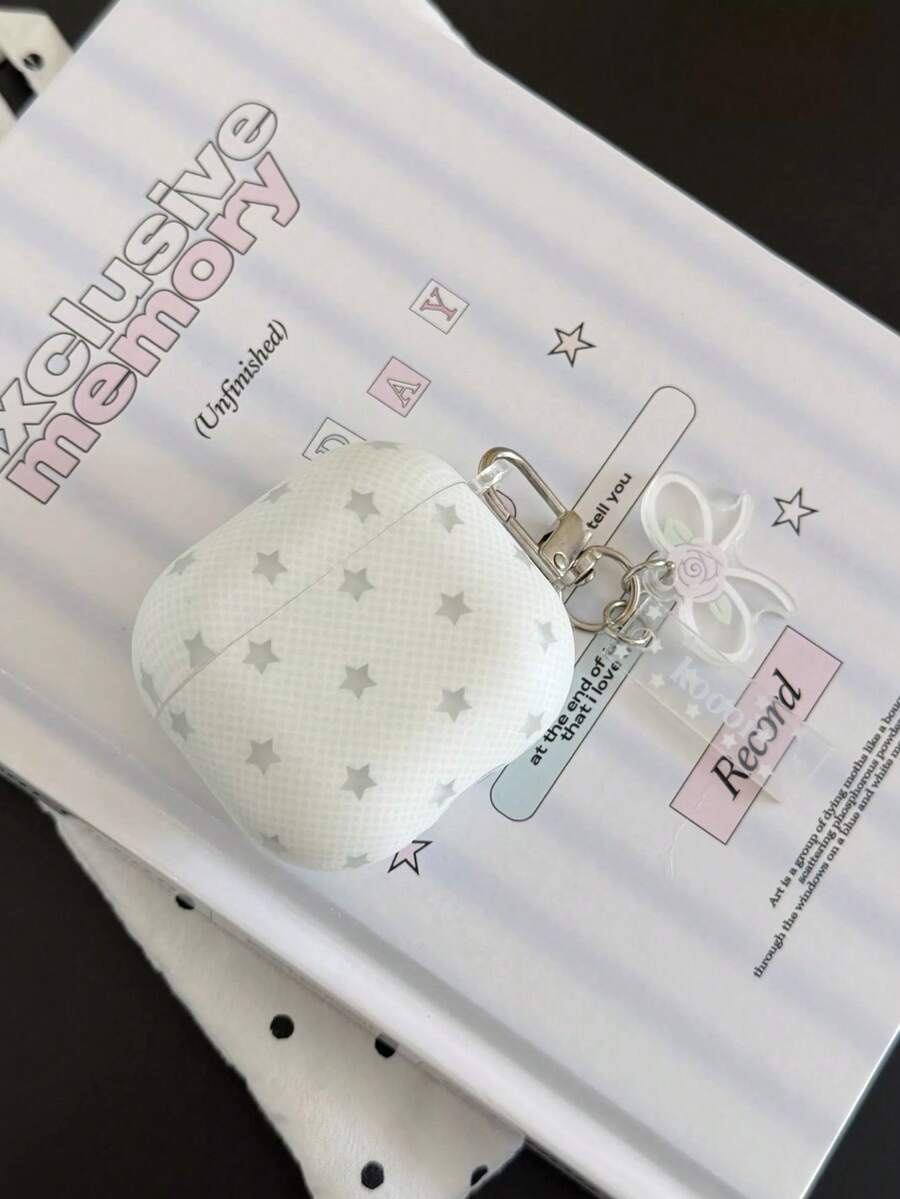 Pink Polka Dot Hollowed-Out Star Pods 4 Protective Case, Compatible With Pods 3 And Apple Pro Earphones, Second Generation Wireless Bluetooth, Third Generation, Second Generation Pods Pro, Fourth Generation, 5 Boxes. - Baby Blue - View 1