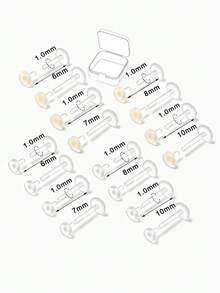 16 khuyên mũi acrylic trong suốt và màu nude kèm hộp đựng, thiết kế mặt phẳng tối giản, phù hợp đi làm, đeo hàng ngày, chơi thể thao và đi học - 16 cái - Xem 6