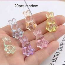 Manik-manik Akrilik Transparan Frost Bentuk Kelinci 20mm untuk Kerajinan Tangan - Manik Spacer Warna-warni dengan Lubang Horizontal, Bahan DIY Bentuk Kelinci, Bisa Digunakan untuk Membuat Gelang, Kalung, Gantungan Kunci (Kompatibel) - MultiWarna - View 6